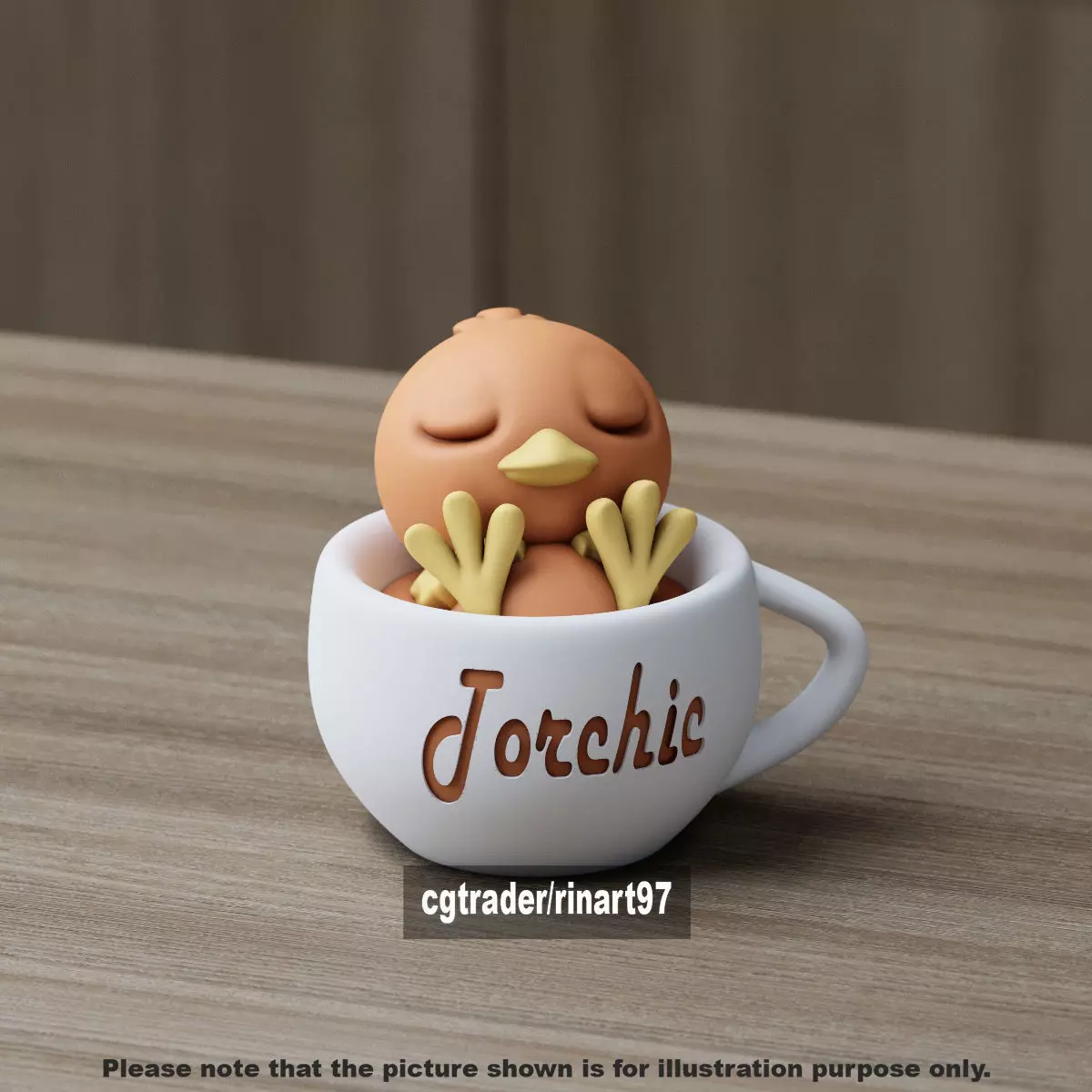 Torchic chill cup 3D print model_6