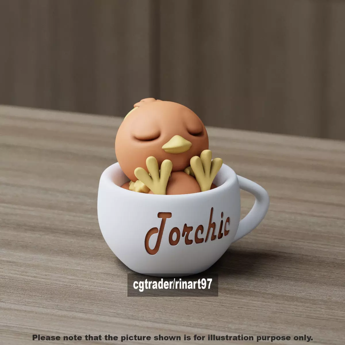 Torchic chill cup 3D print model_7