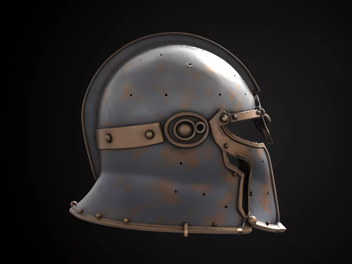 Stylized Medieval Helmet - Lionguard Iron Helm 3D print model_3