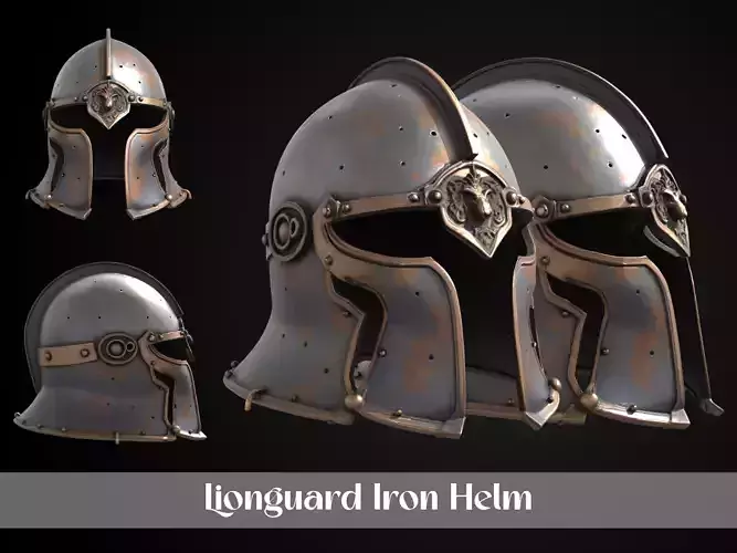 Stylized Medieval Helmet - Lionguard Iron Helm 3D print model