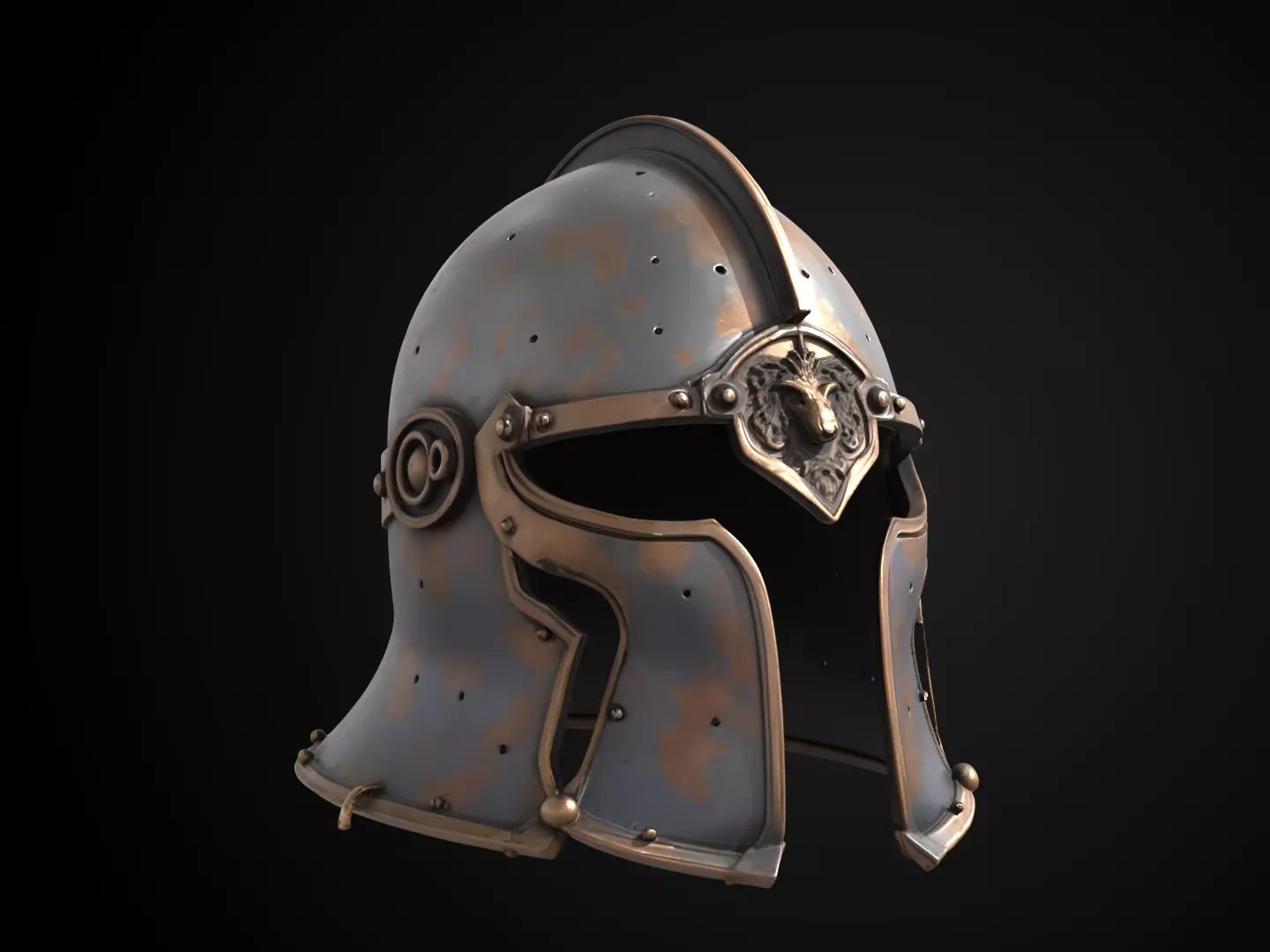 Stylized Medieval Helmet - Lionguard Iron Helm 3D print model_1
