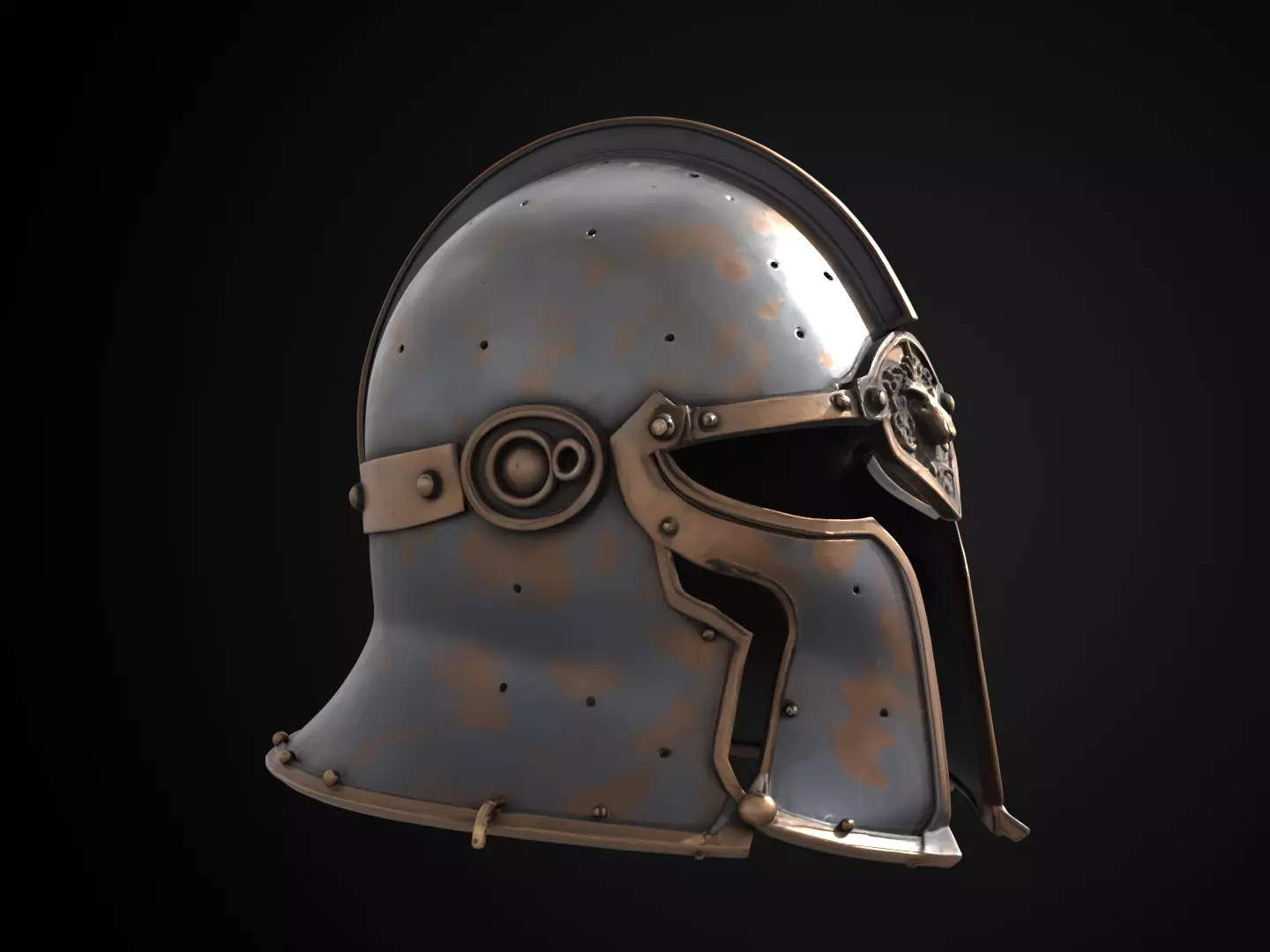 Stylized Medieval Helmet - Lionguard Iron Helm 3D print model_2