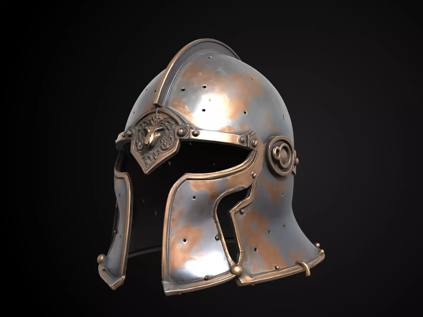 Stylized Medieval Helmet - Lionguard Iron Helm 3D print model_11