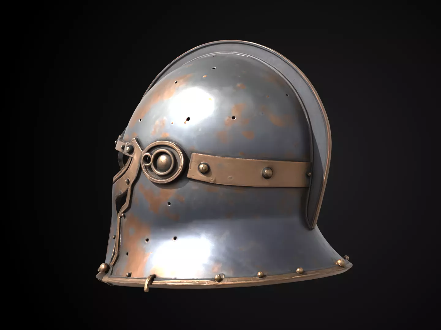 Stylized Medieval Helmet - Lionguard Iron Helm 3D print model_8
