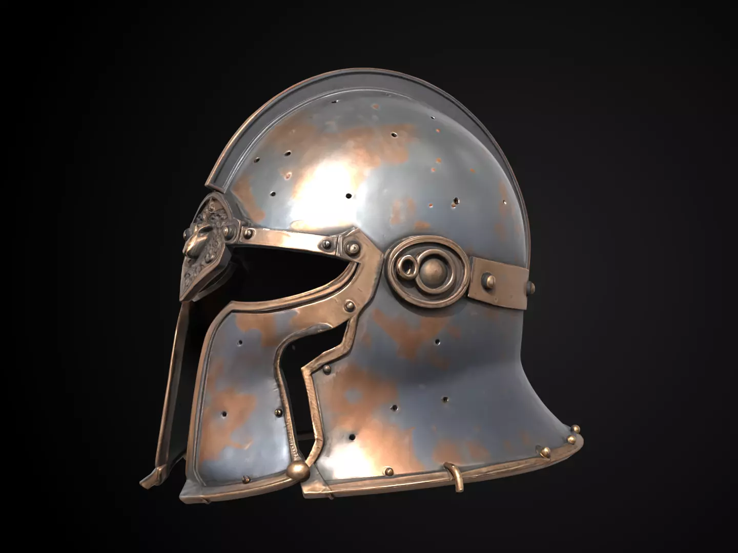 Stylized Medieval Helmet - Lionguard Iron Helm 3D print model_10
