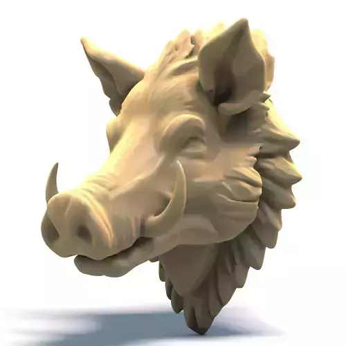 Wild boar head sculpture