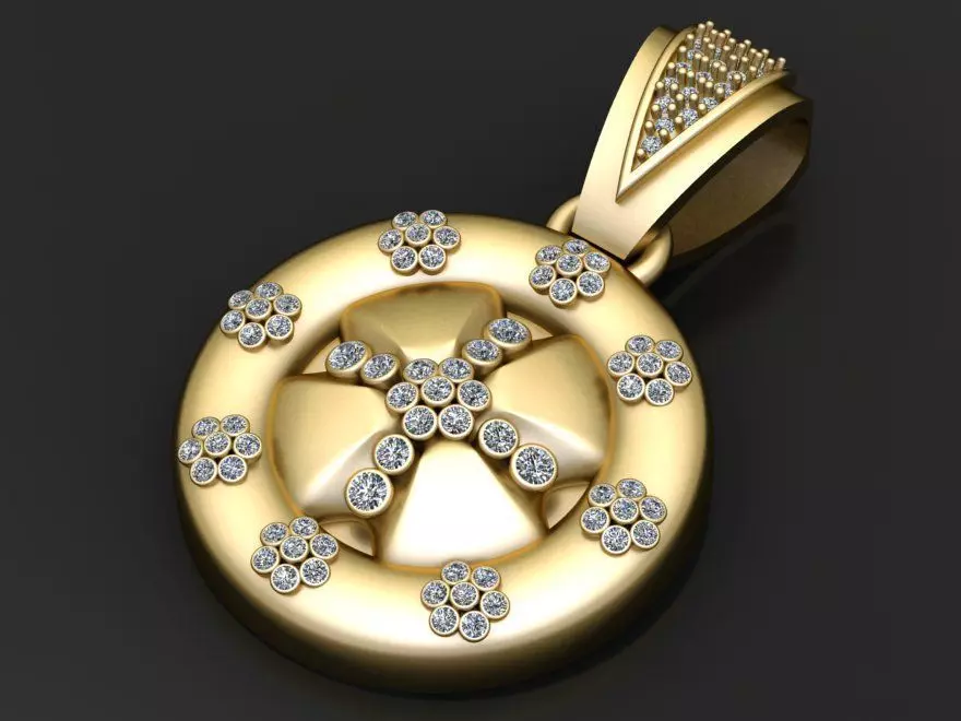 ROUND GOLD PENDANT 3D print model_2