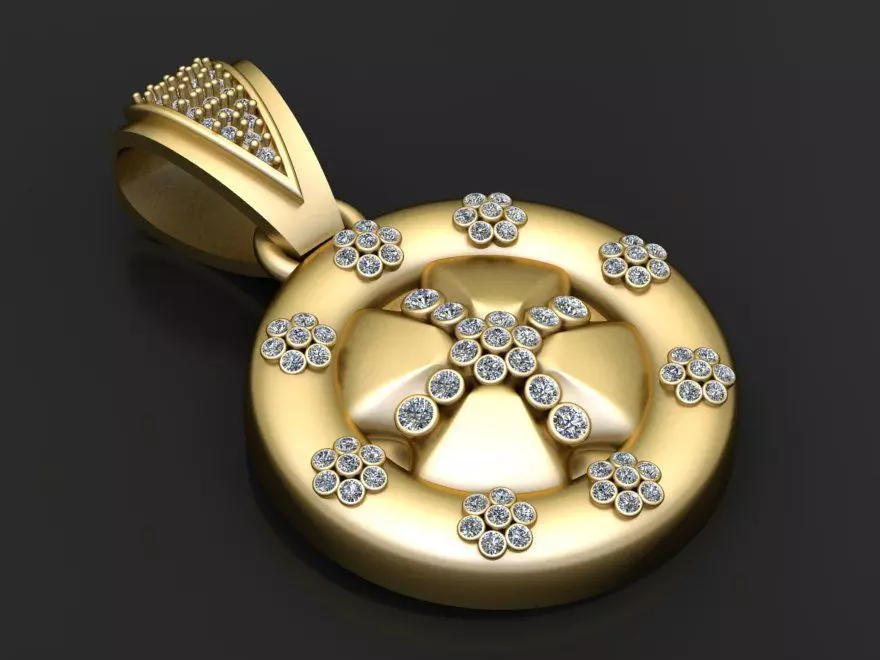 ROUND GOLD PENDANT 3D print model_1