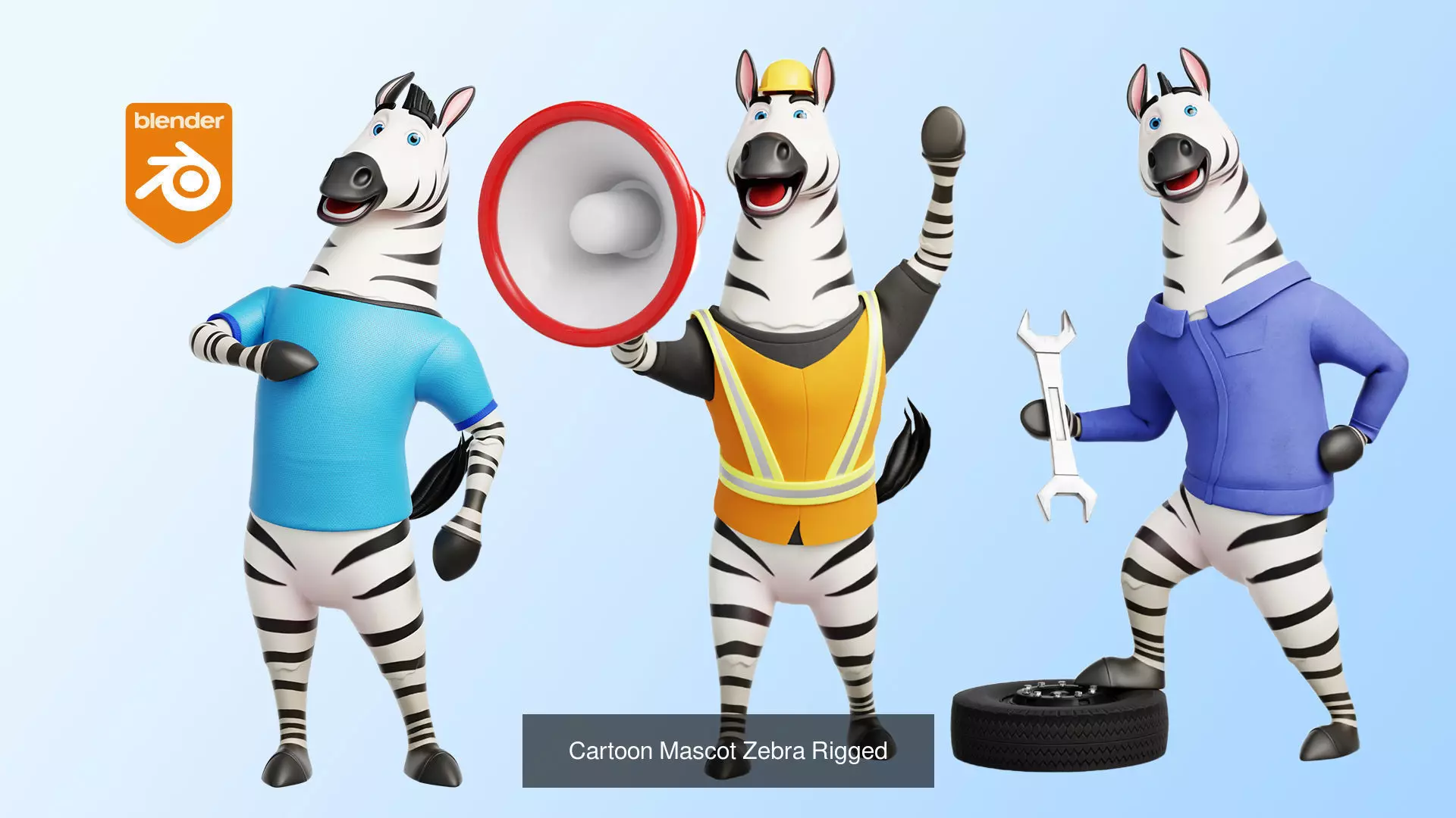 Modular Cartoon Animal Mascot 3D Pack Rigged 3D Model Collection_7