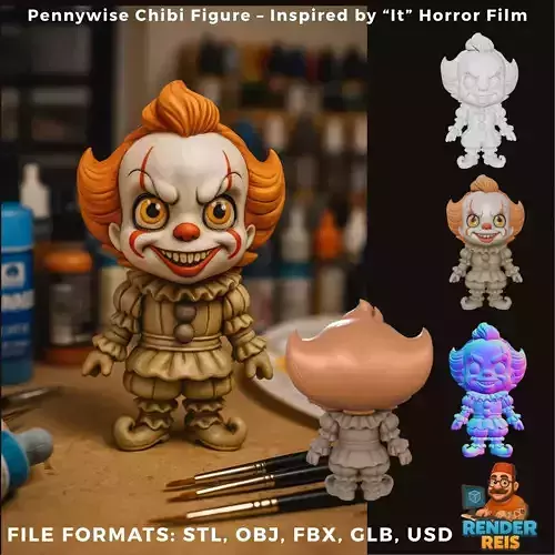 Pennywise Chibi Figure  Inspired by It Horror Film 3D print model