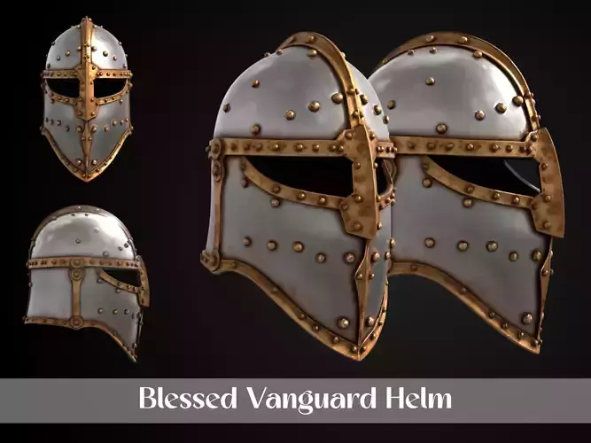 Stylized Medieval Helmet - Blessed Vanguard  3D print model