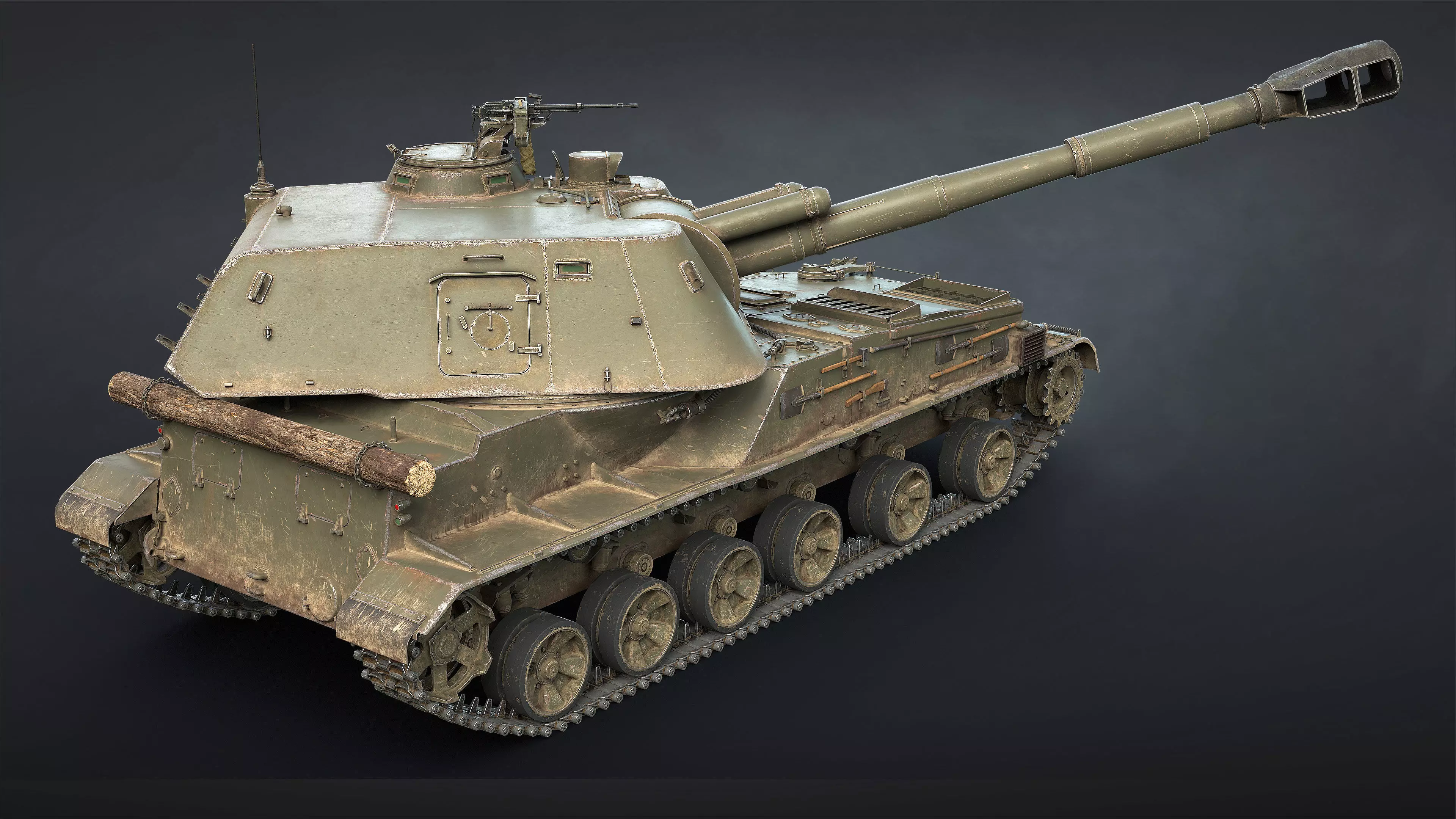 2S3 Akatsiya Self-Propelled Howitzer Game Ready Low-poly 3D model_4