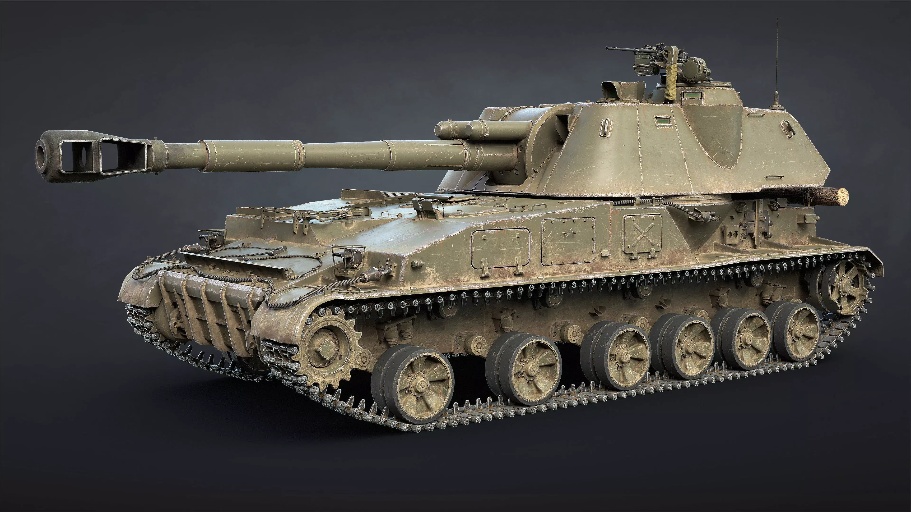 2S3 Akatsiya Self-Propelled Howitzer Game Ready Low-poly 3D model_2