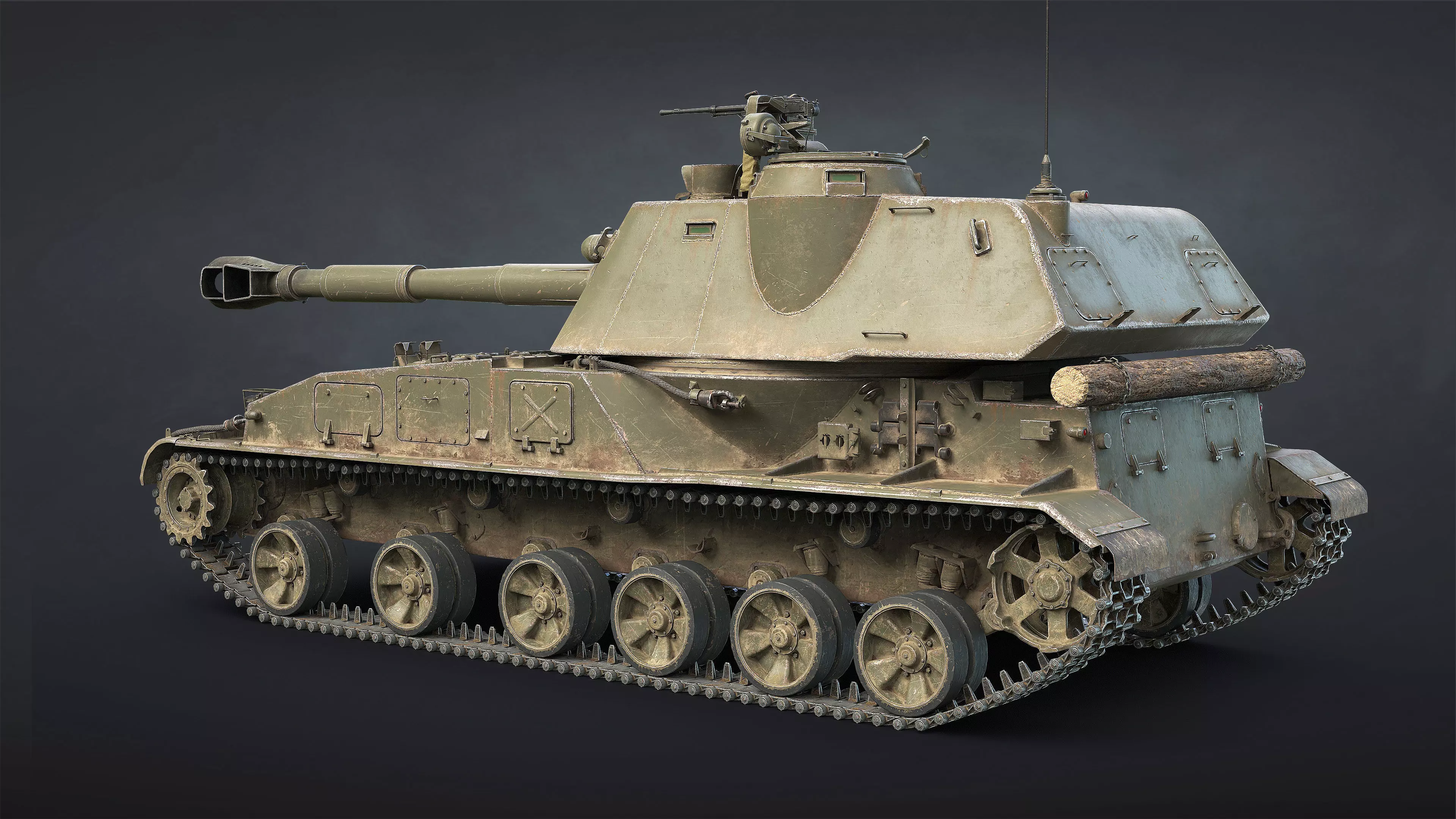 2S3 Akatsiya Self-Propelled Howitzer Game Ready Low-poly 3D model_3