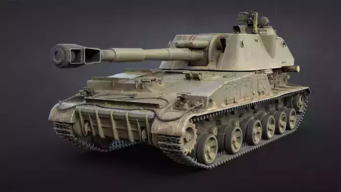 2S3 Akatsiya Self-Propelled Howitzer Game Ready Low-poly 3D model