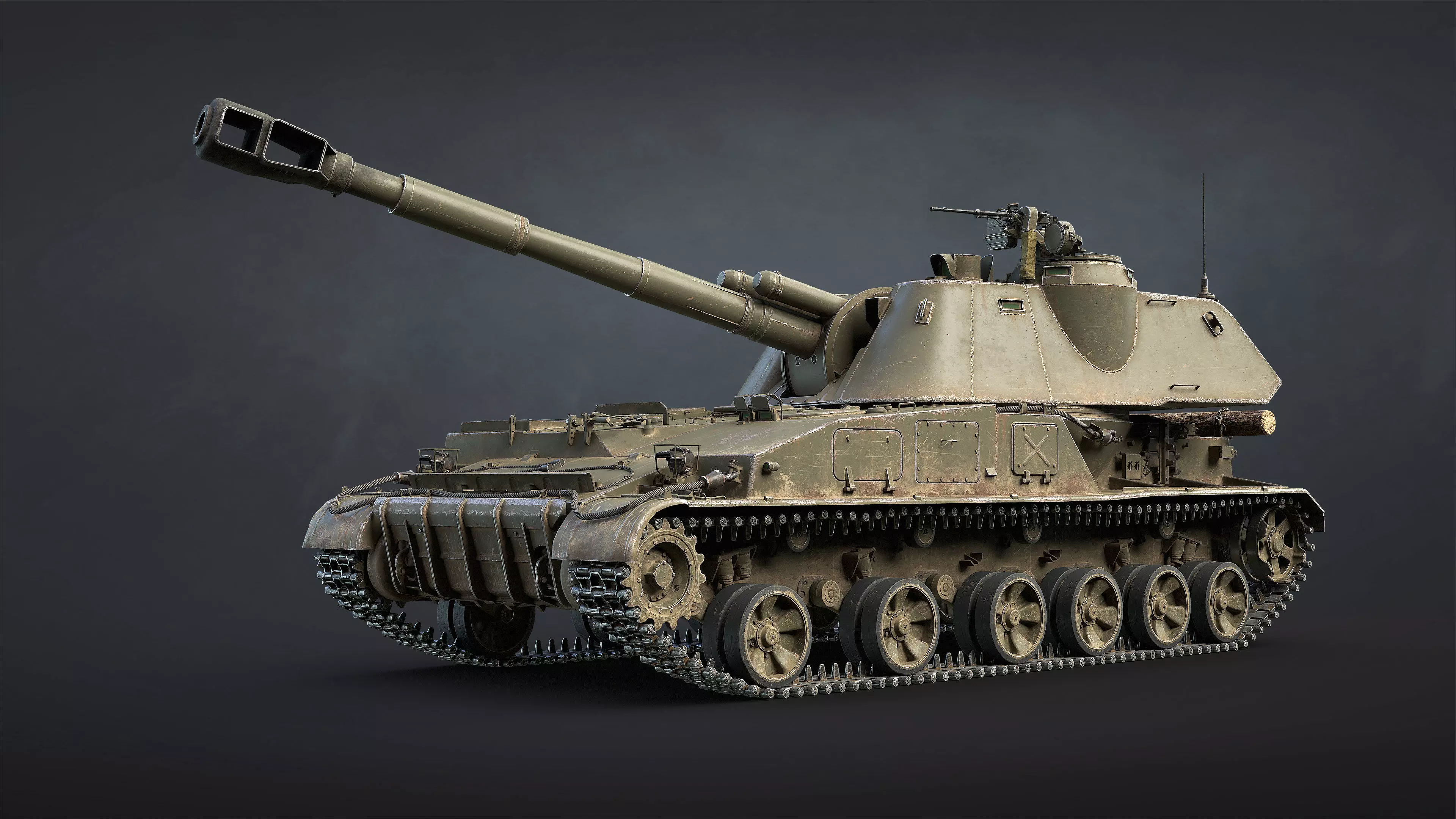 2S3 Akatsiya Self-Propelled Howitzer Game Ready Low-poly 3D model_6