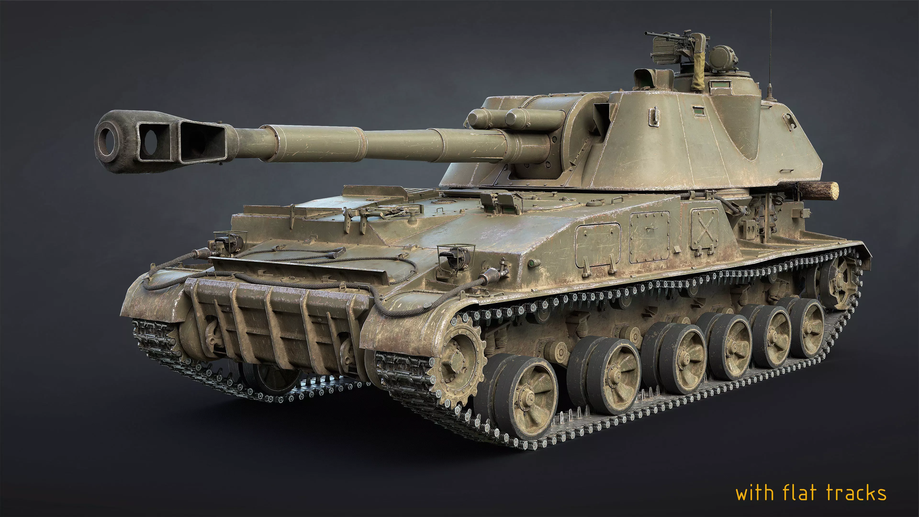 2S3 Akatsiya Self-Propelled Howitzer Game Ready Low-poly 3D model_11