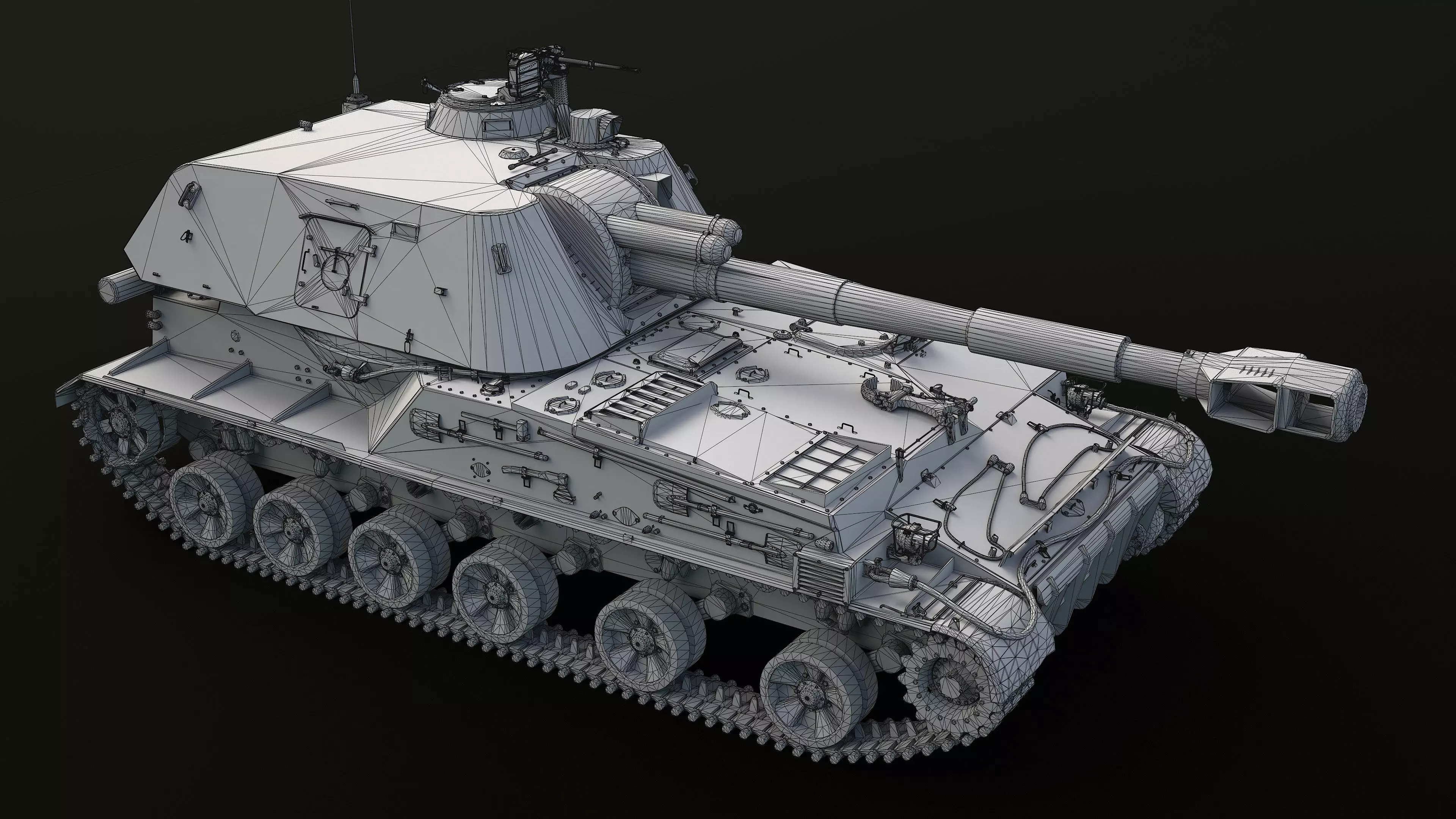 2S3 Akatsiya Self-Propelled Howitzer Game Ready Low-poly 3D model_18