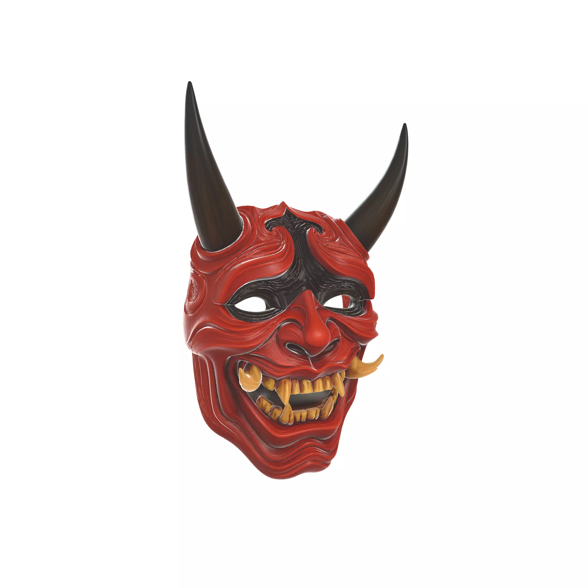Oni Demon Mask Stylized Japanese Samurai Mask 3D print model_1