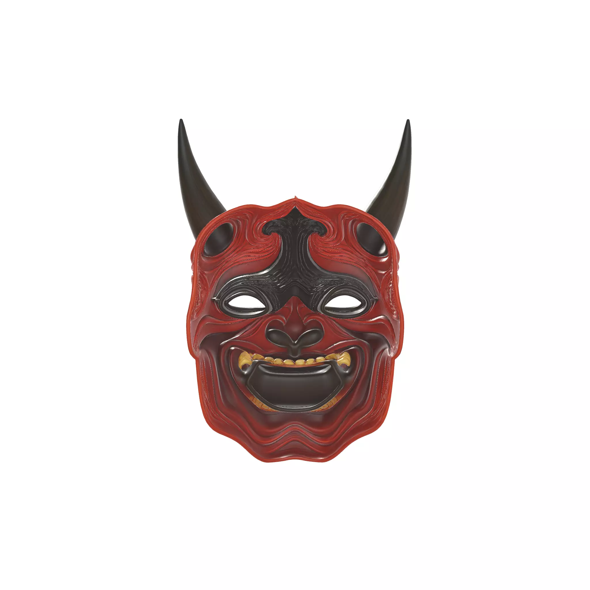 Oni Demon Mask Stylized Japanese Samurai Mask 3D print model_2
