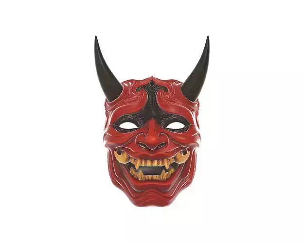 Oni Demon Mask Stylized Japanese Samurai Mask 3D print model
