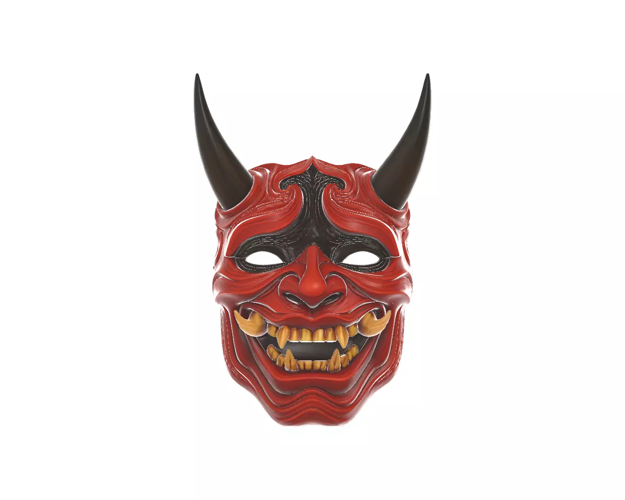 Oni Demon Mask Stylized Japanese Samurai Mask 3D print model_0