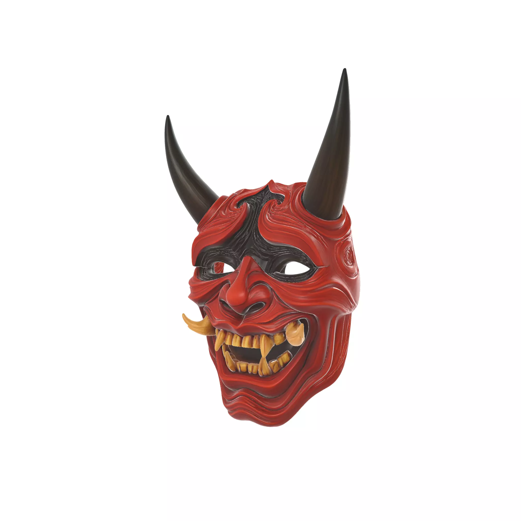 Oni Demon Mask Stylized Japanese Samurai Mask 3D print model_4