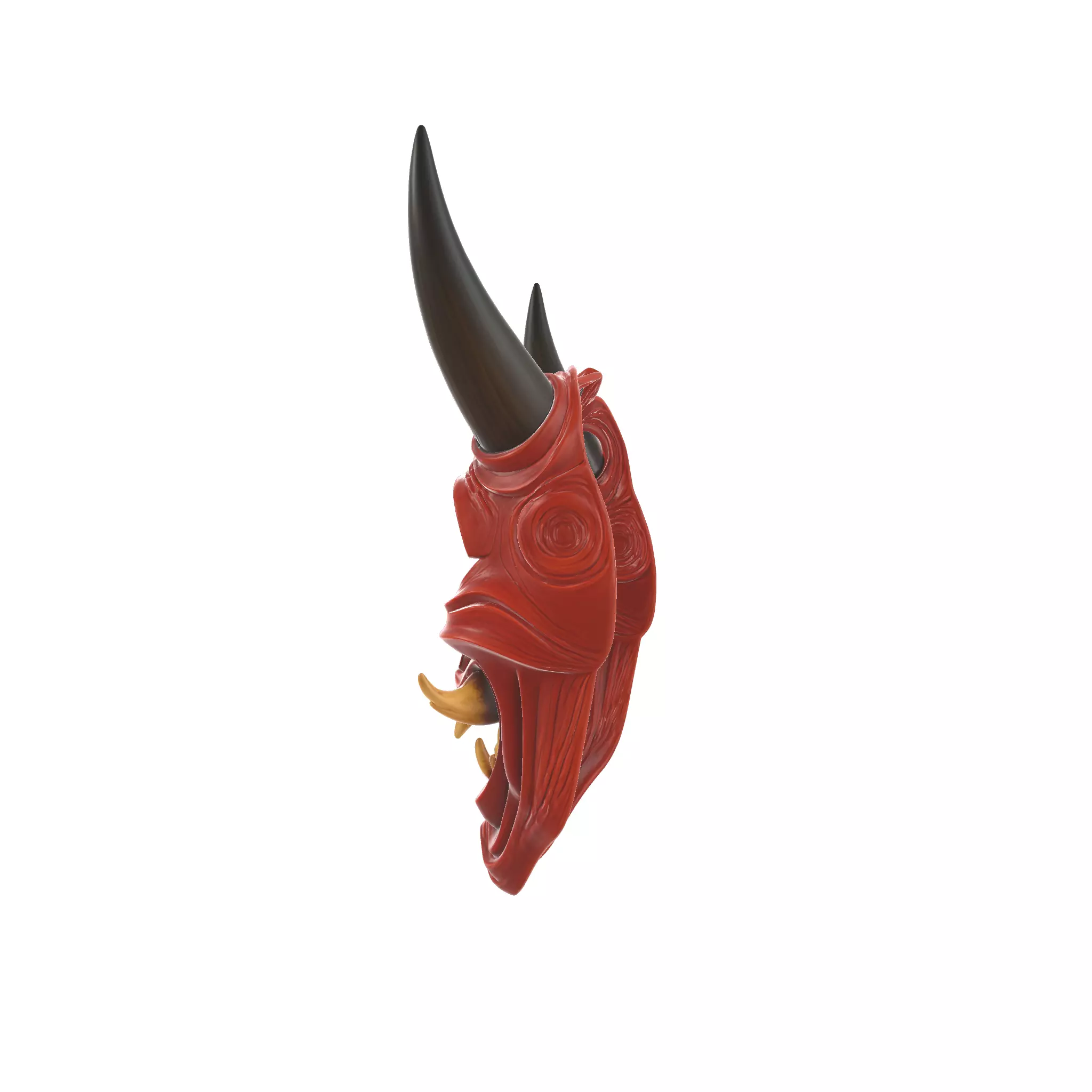 Oni Demon Mask Stylized Japanese Samurai Mask 3D print model_3