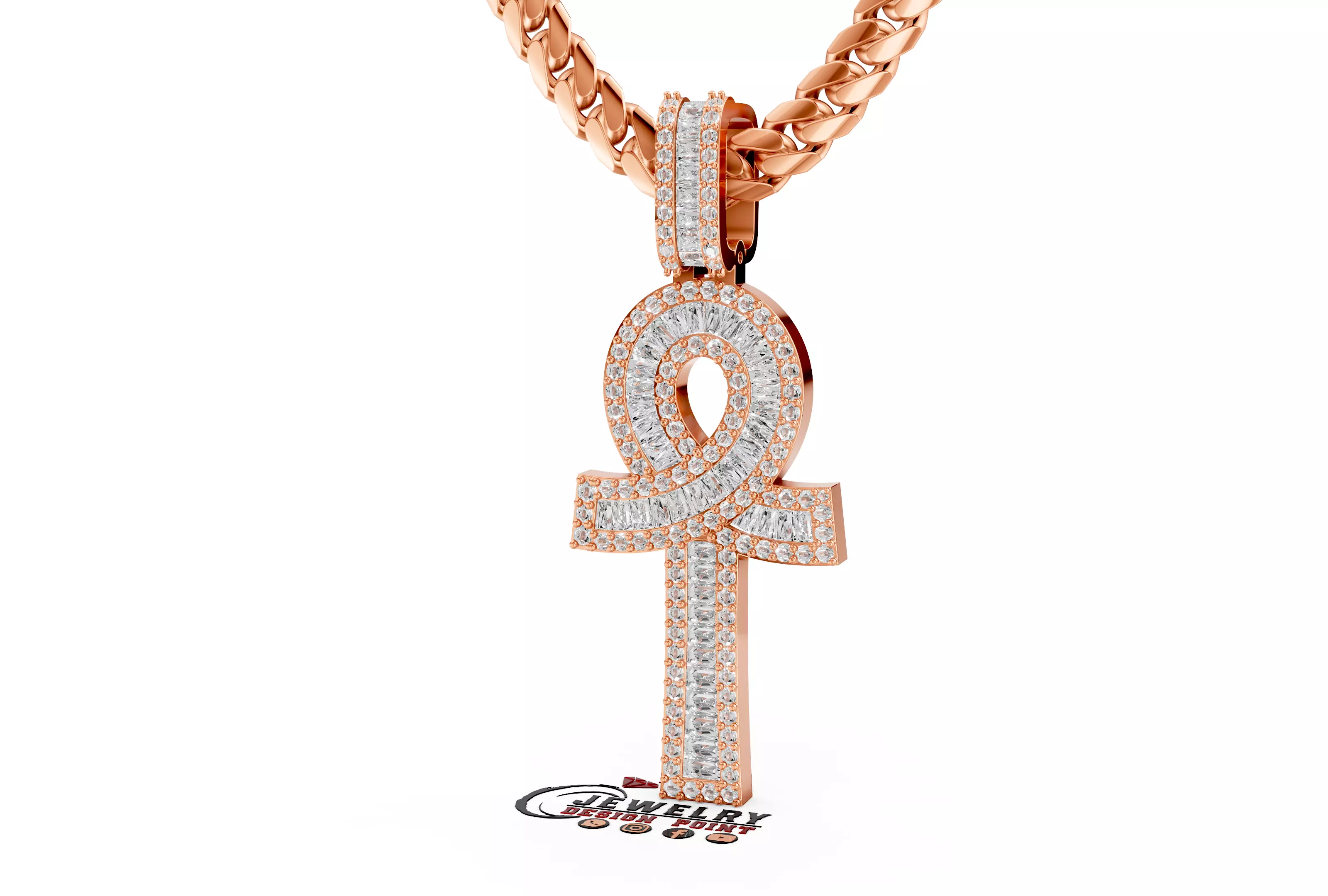Custom Ankh Cross Pendant - Ankh Diamond Necklace  3D print model_2