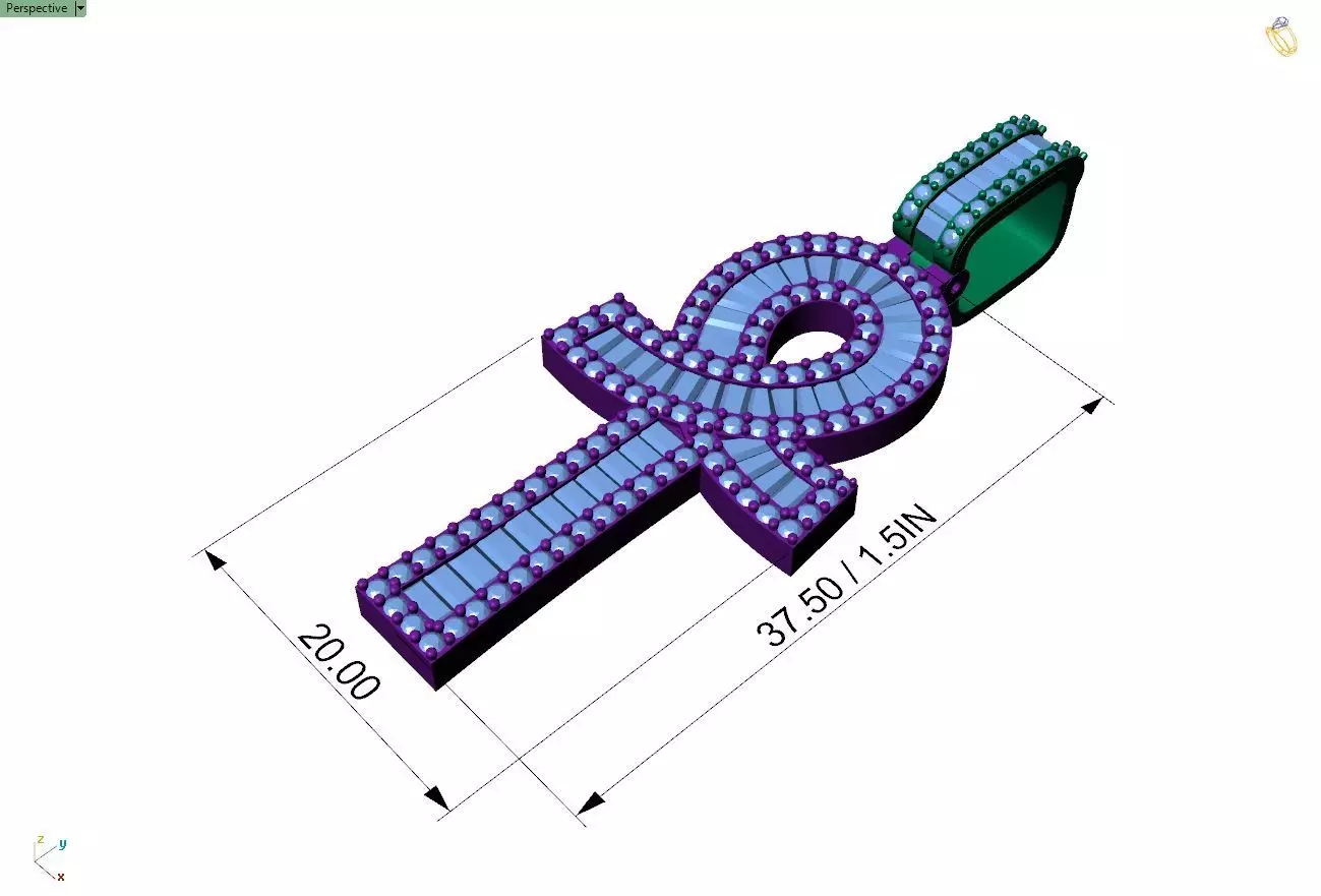 Custom Ankh Cross Pendant - Ankh Diamond Necklace  3D print model_4