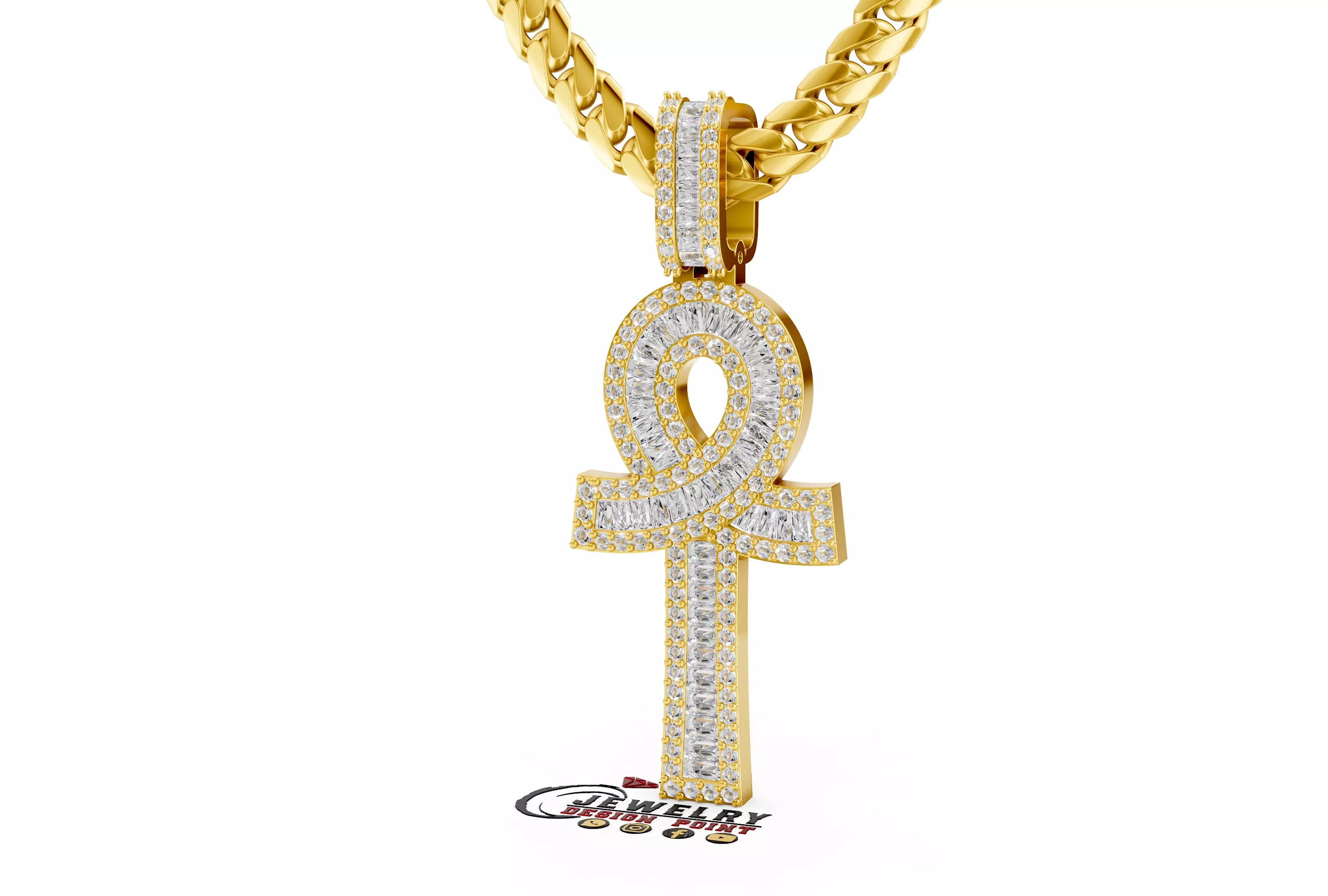 Custom Ankh Cross Pendant - Ankh Diamond Necklace  3D print model_0