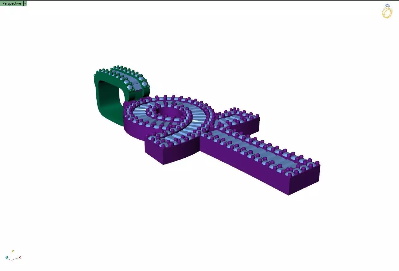 Custom Ankh Cross Pendant - Ankh Diamond Necklace  3D print model_9