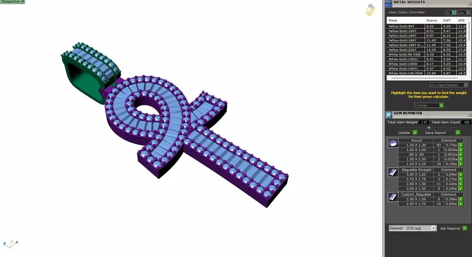 Custom Ankh Cross Pendant - Ankh Diamond Necklace  3D print model_6