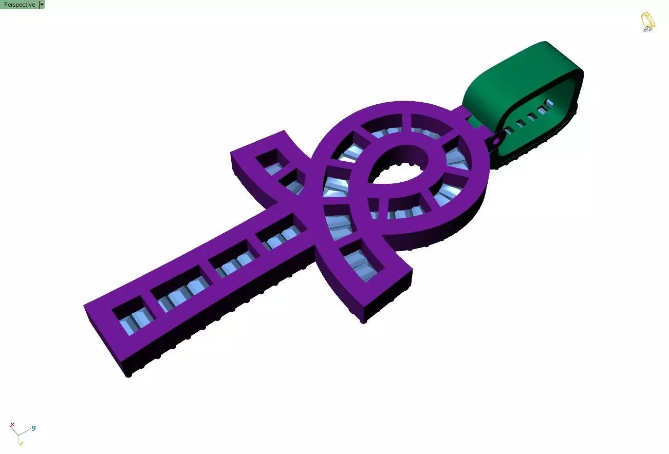 Custom Ankh Cross Pendant - Ankh Diamond Necklace  3D print model_8