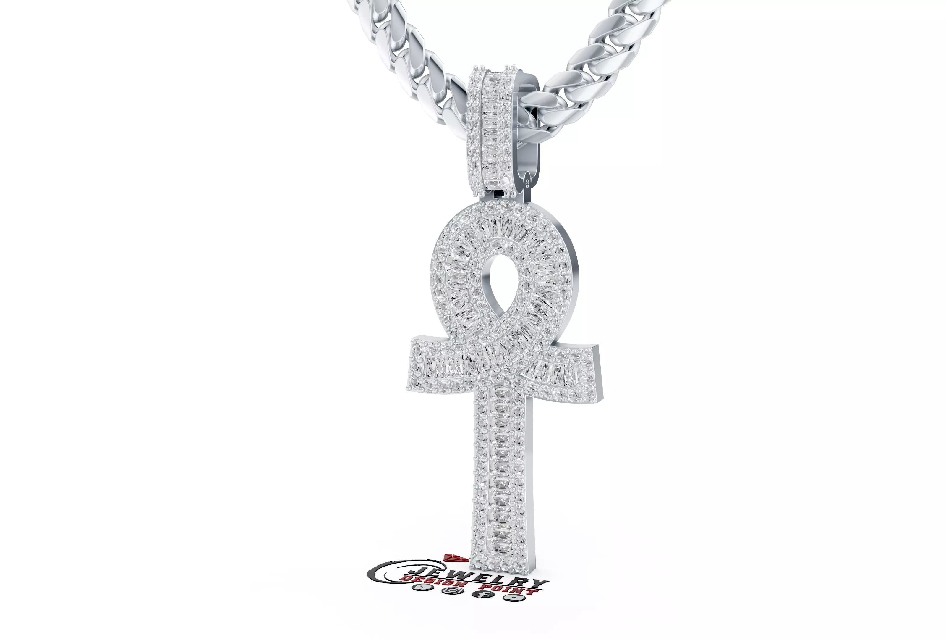 Custom Ankh Cross Pendant - Ankh Diamond Necklace  3D print model_3