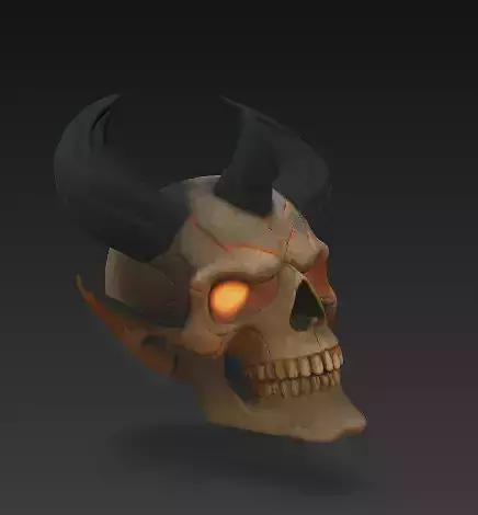 Stylized Demonic Human Skull Bust 3D Model Fantasy Sculpture