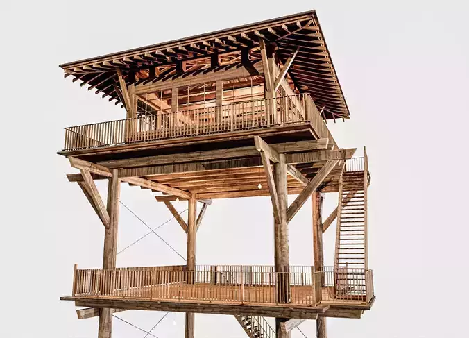 Tower Cabin Low-poly 3D model 6