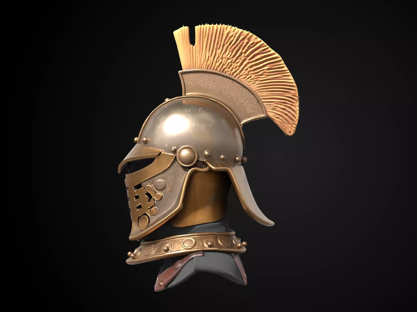 Stylized Medieval Helmet - Barons Crest Helm 3D print model_9