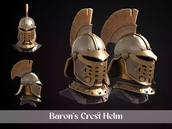 Stylized Medieval Helmet - Barons Crest Helm 3D print model