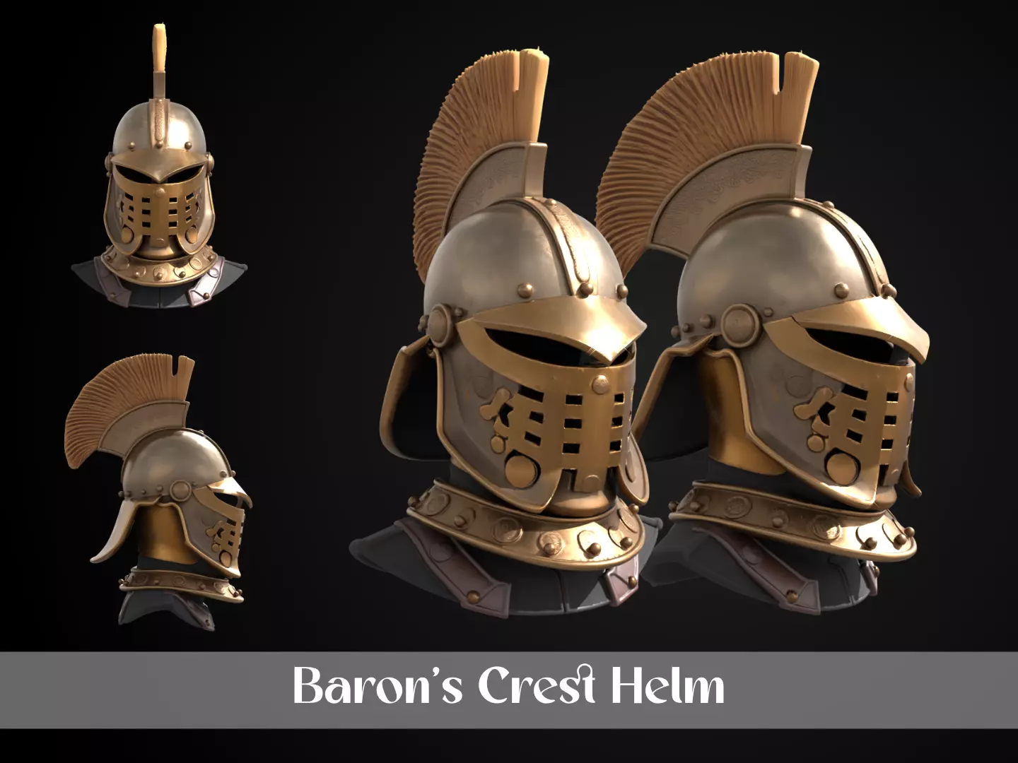 Stylized Medieval Helmet - Barons Crest Helm 3D print model_0