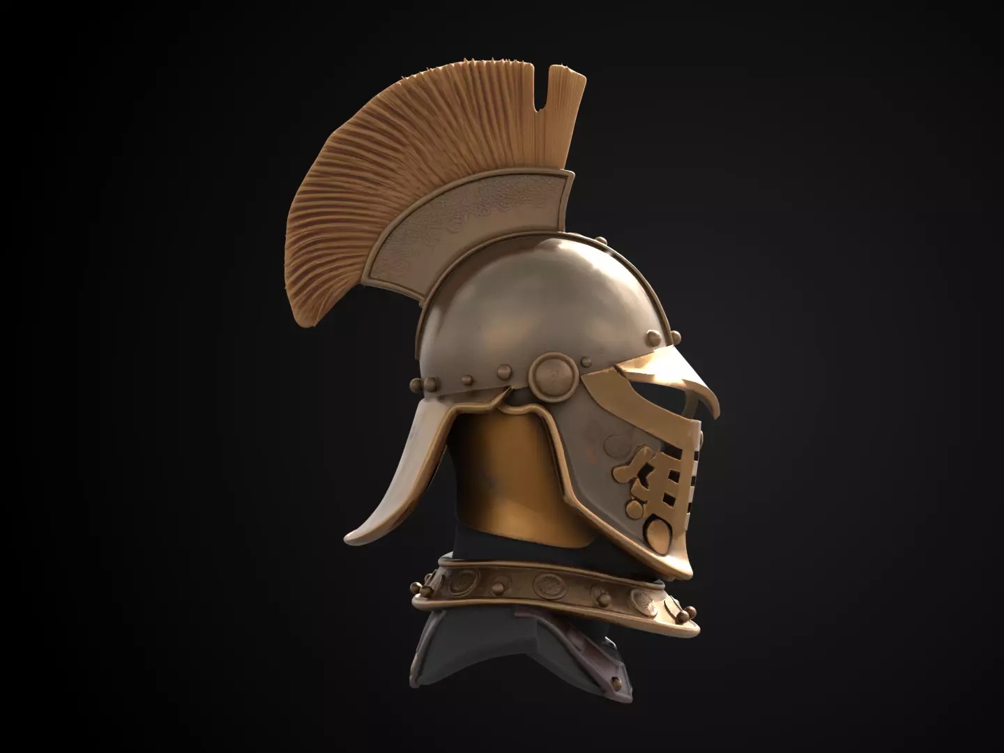 Stylized Medieval Helmet - Barons Crest Helm 3D print model_3