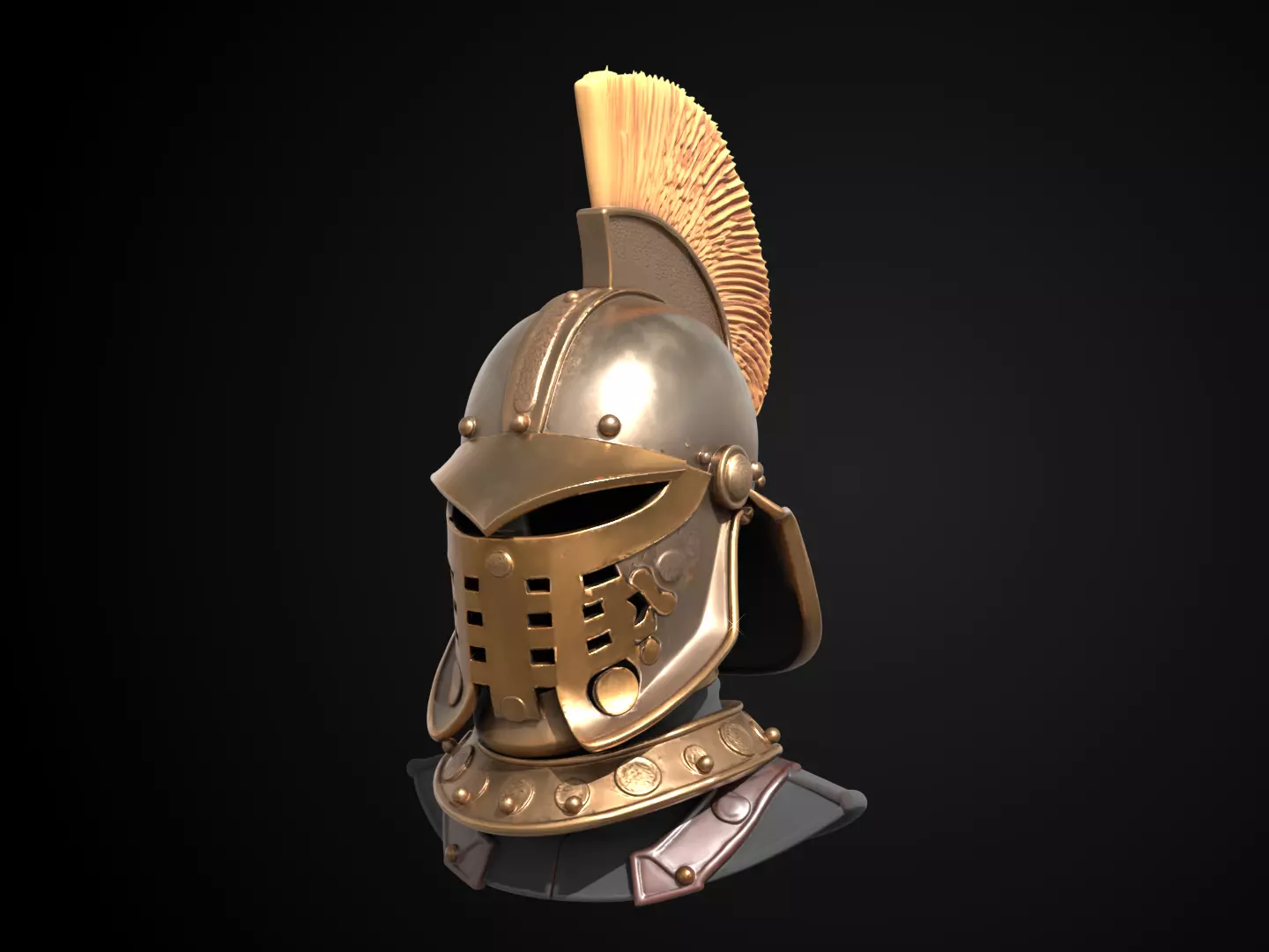 Stylized Medieval Helmet - Barons Crest Helm 3D print model_11