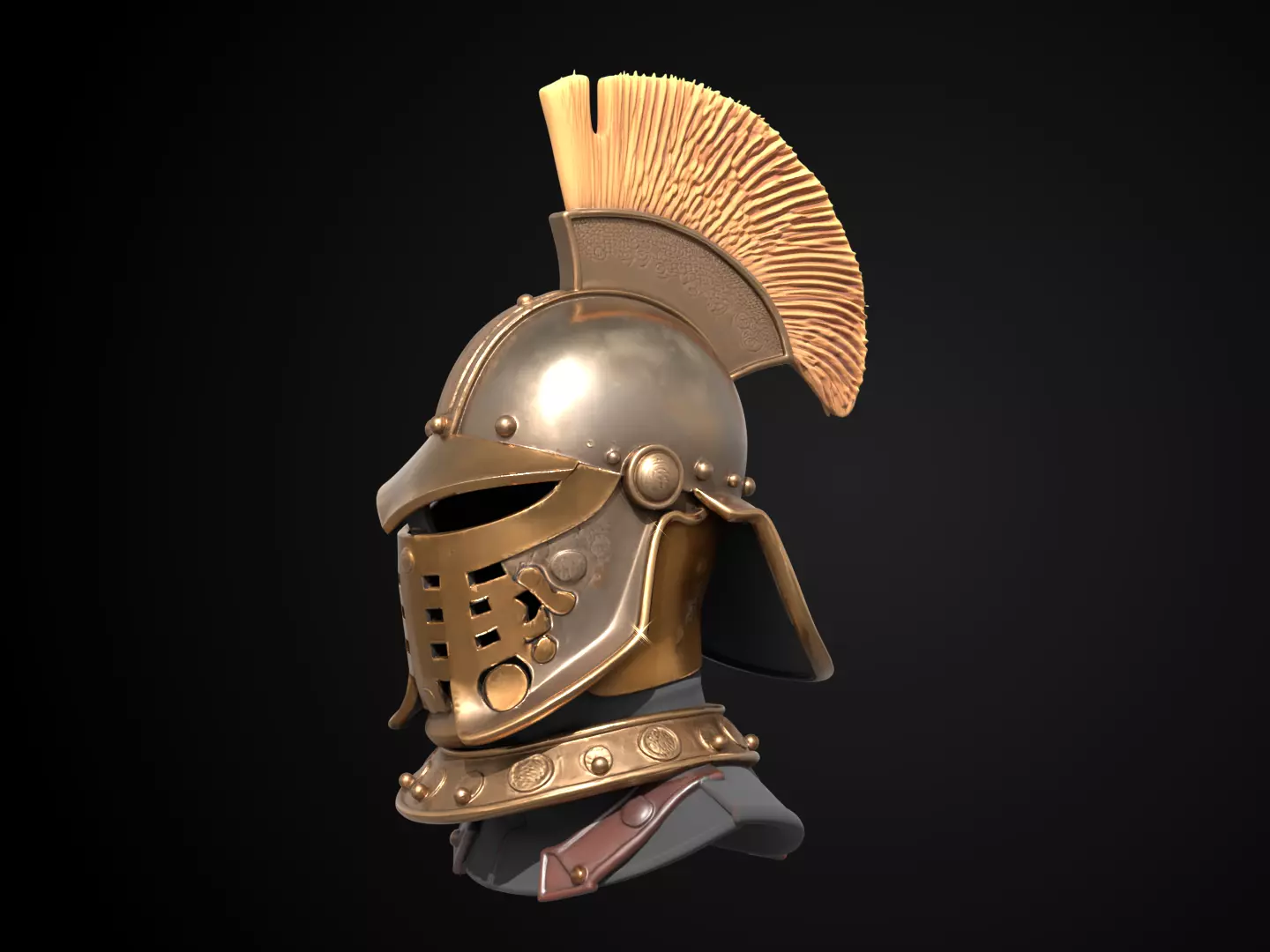 Stylized Medieval Helmet - Barons Crest Helm 3D print model_10