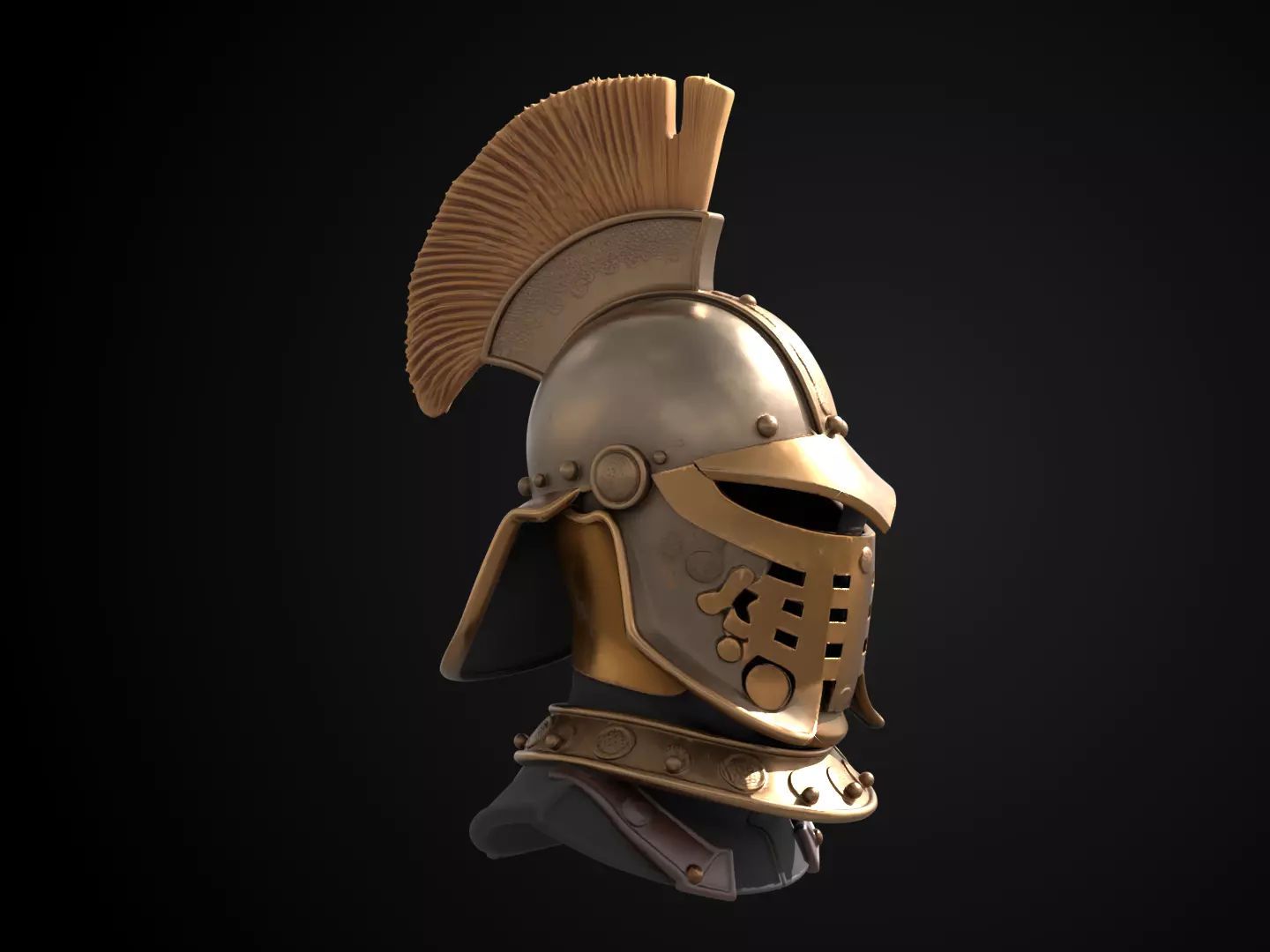 Stylized Medieval Helmet - Barons Crest Helm 3D print model_2
