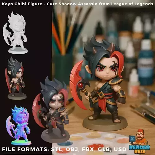 Kayn Chibi Figure  Cute Shadow Assassin from League of Legends 3D print model
