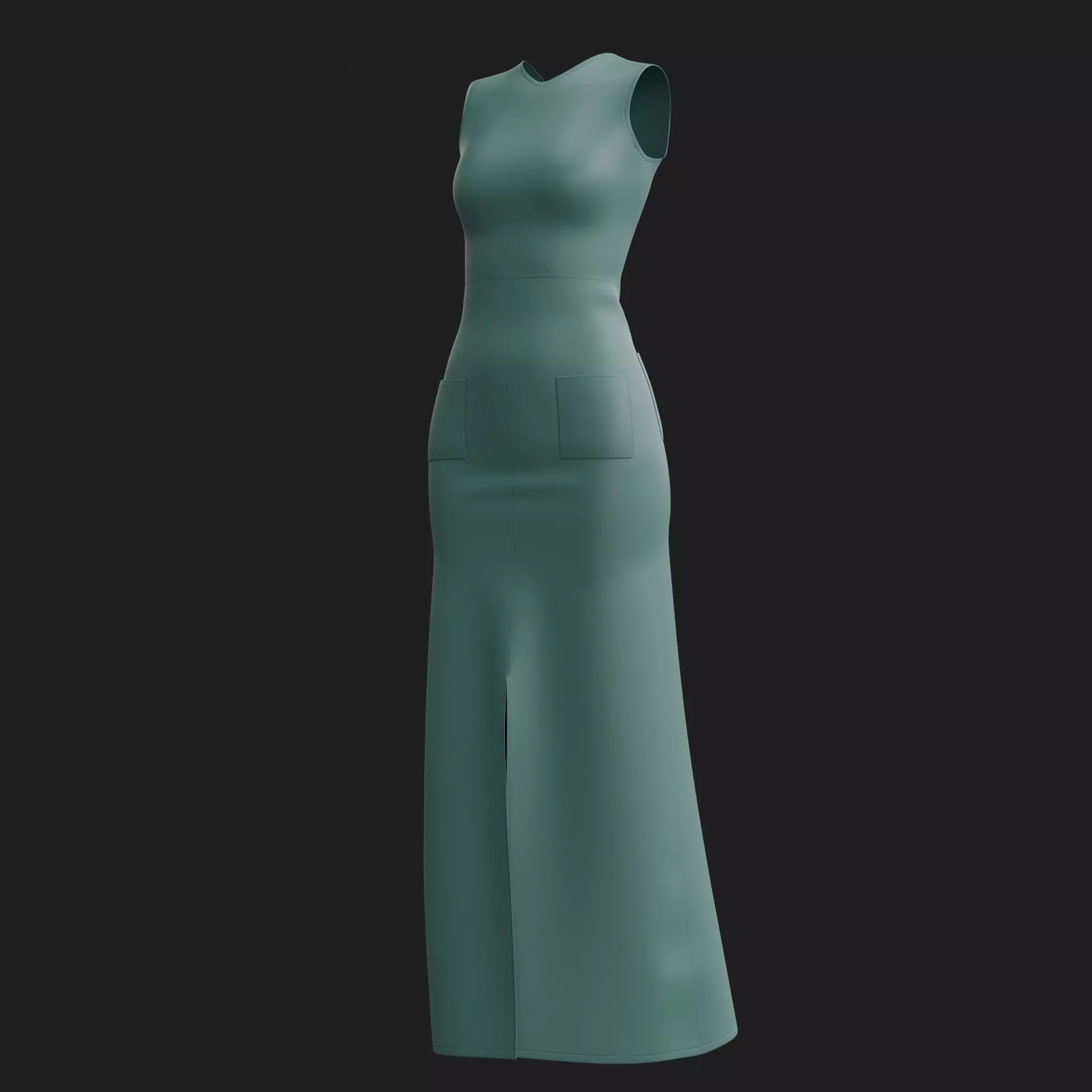 3D Female Dress - Maxi Dress Low-poly 3D model_16
