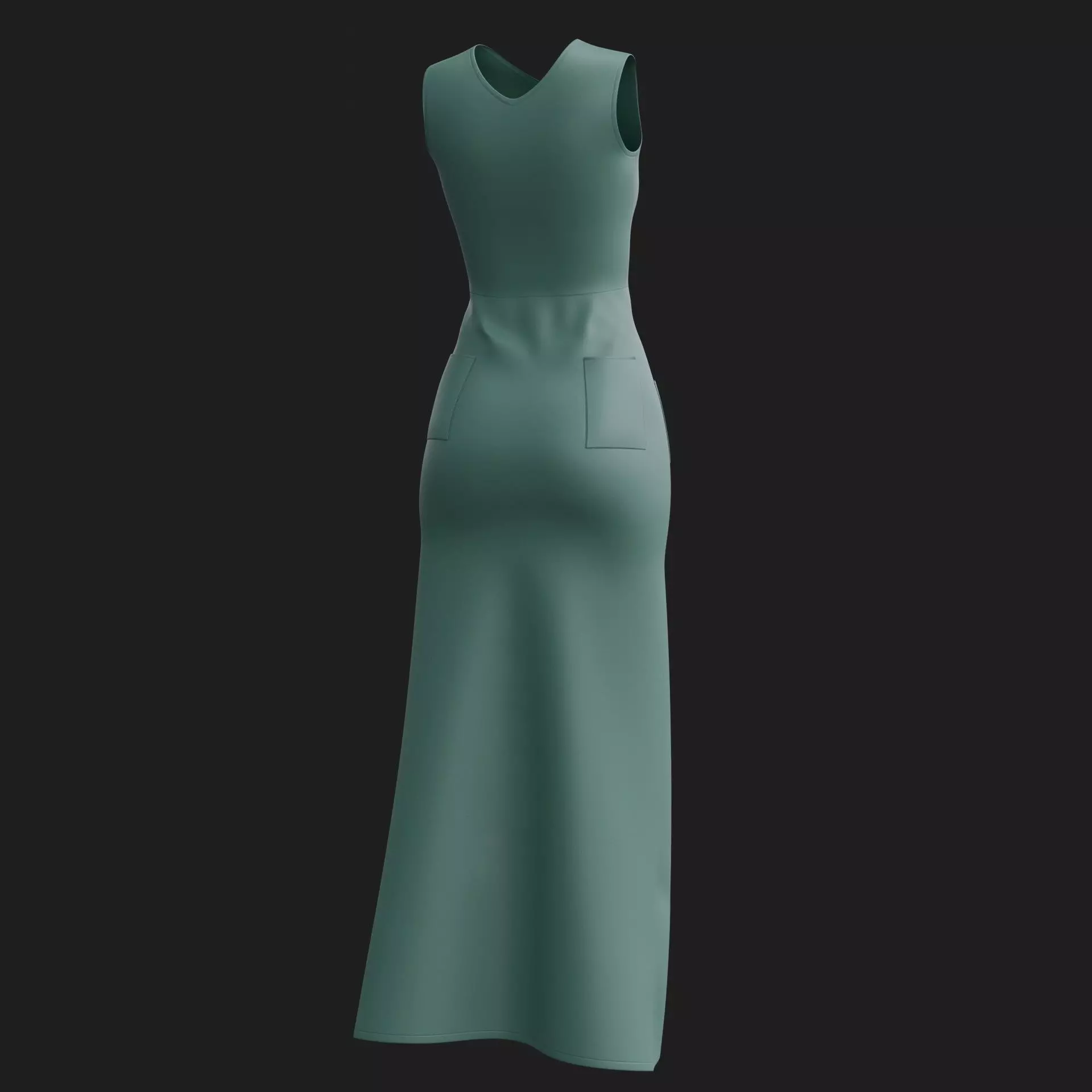 3D Female Dress - Maxi Dress Low-poly 3D model_9