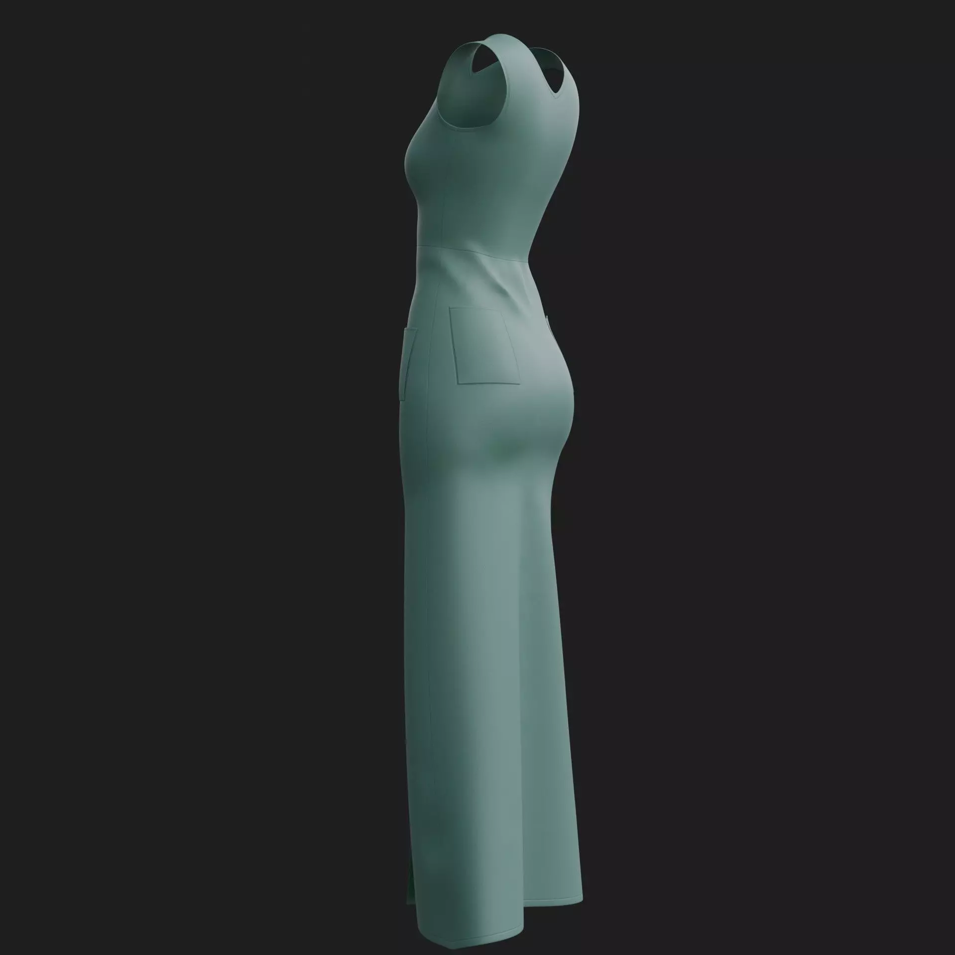 3D Female Dress - Maxi Dress Low-poly 3D model_12