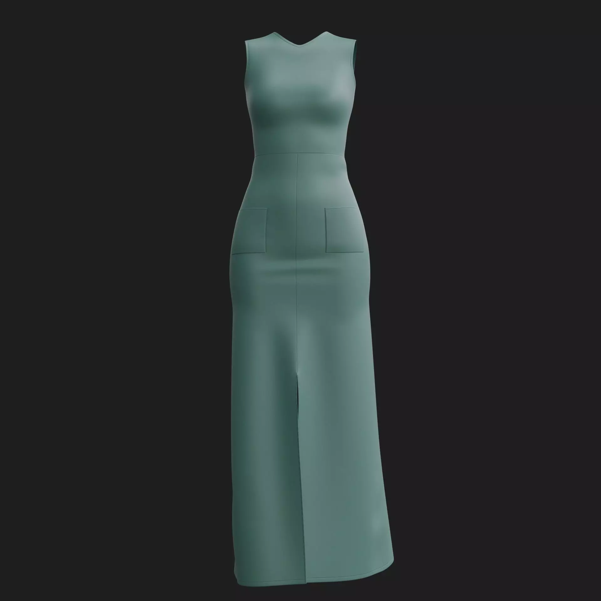 3D Female Dress - Maxi Dress Low-poly 3D model_1