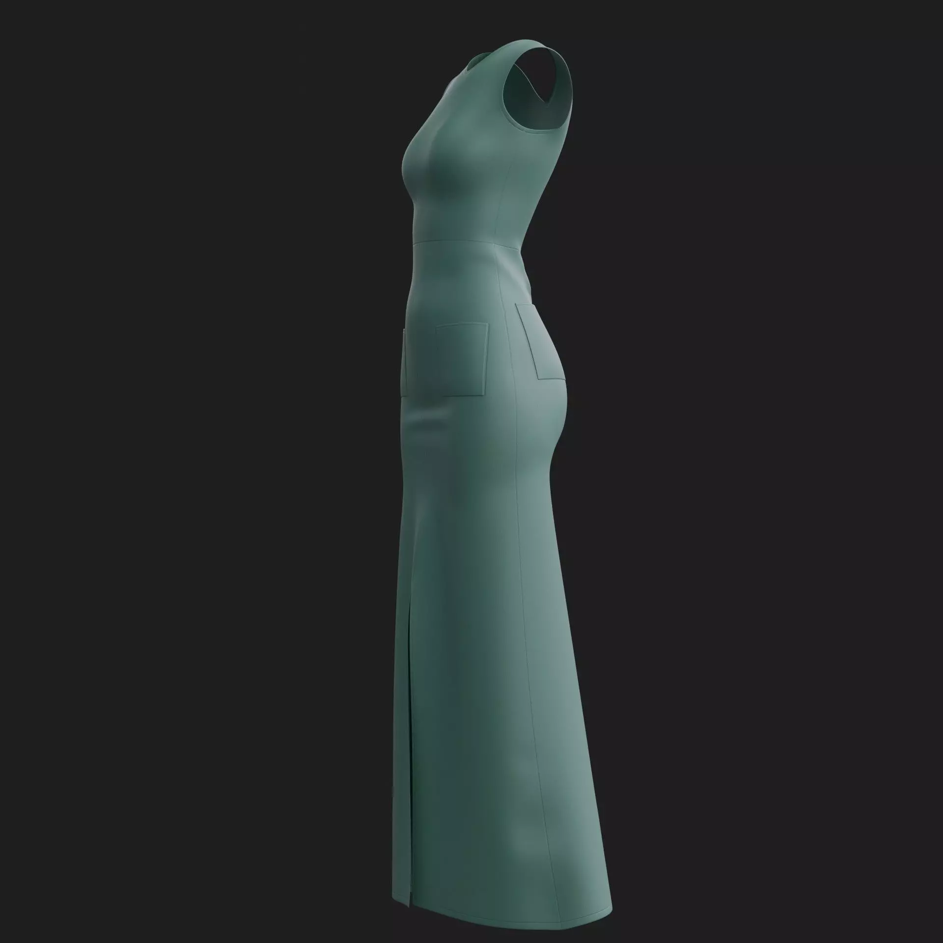 3D Female Dress - Maxi Dress Low-poly 3D model_14